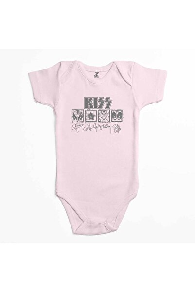 CrowsGate Kiss Logos and Signature Pink Color Baby Bodysuit