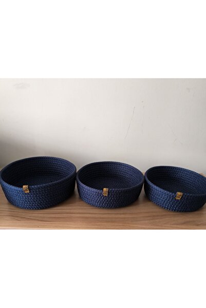 Naspar 3-х секційний синій кошик, кошик для рушників, органайзер для кухні та ванної кімнати, багатофункціональний набір кошиків 22x8 см