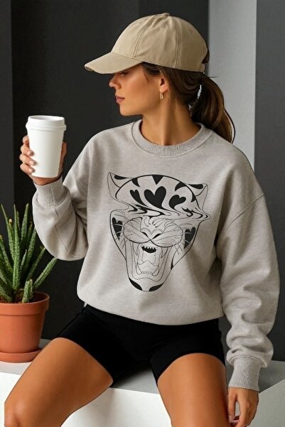 ArtYus Tricou unisex cu mânecă lungă Tiger Transfer cu imprimeu guler rotund ...