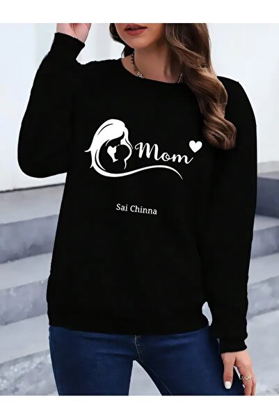 SVART WEAR Sweatshirt oversize cu gât crew, imprimat, cu trei fire, cu textur...