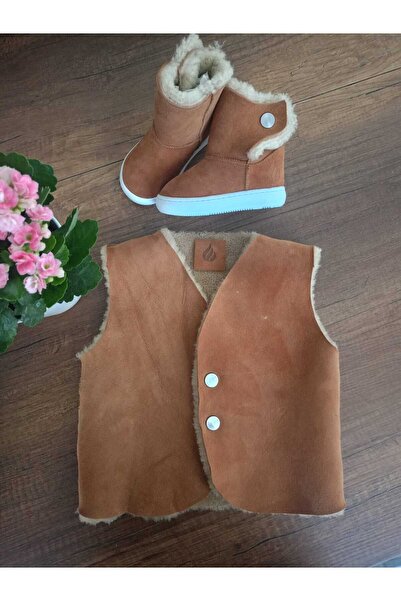 Ateş Genuine Shearling Leather Double Sided Kids Vest