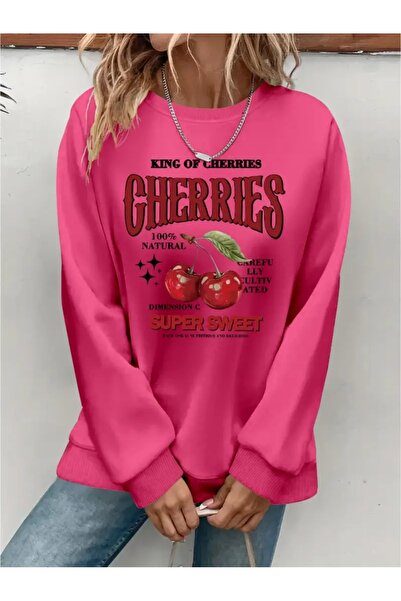 SVART WEAR Sweatshirt oversize cu gât crew, imprimat, cu trei fire, cu textur...