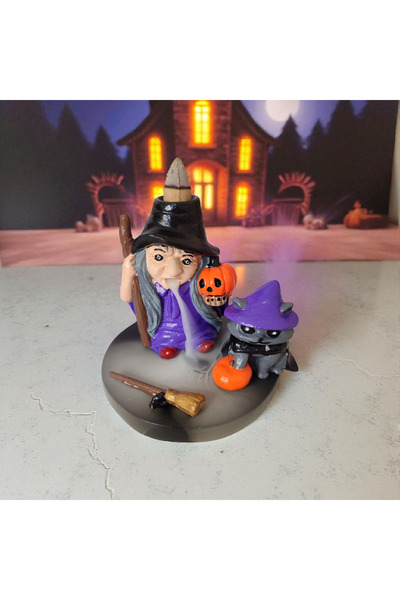 Desing gift box Cadılar Bayramı Hallowen Dekor Seti – Cadı, Kedi ve süpürge figürleri