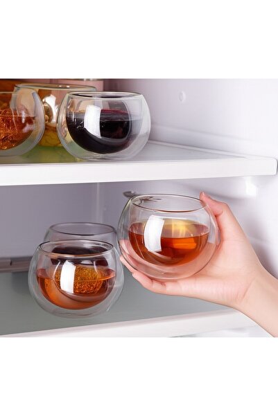 Runaway Çift Cidarlı Cam Reçellik 6 Adet Borosilikat Cam Isıya Dayanıklı 8x6cm