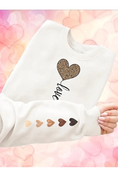 SVART WEAR Sweatshirt oversize cu gât crew, imprimat, cu trei fire, cu textur...