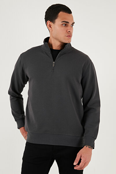 Buratti Cotton Regular Fit Half Zipper Stand Collar Sweat Men's Sweat 5905470