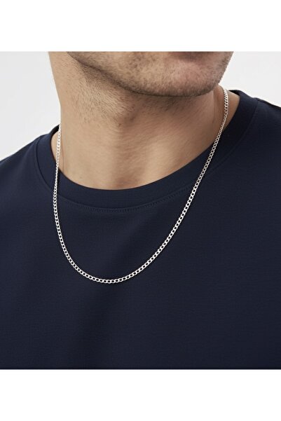 Silver 3mm gurmet 925 ayar gümüş erkek zincir kolye