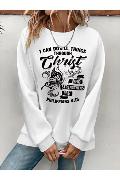 SVART WEAR Sweatshirt oversize cu gât crew, imprimat, cu trei fire, cu textur...
