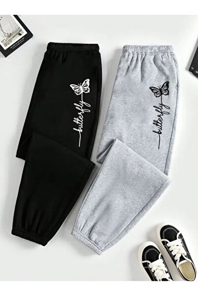 Le Vion 2-li Pantaloni de trening jogger cu imprimeu minimalist, cu picior el...