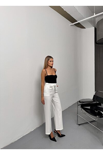 QARA Beli̇ Lasti̇kli̇ Kuşakli Bol Paça Pantolon