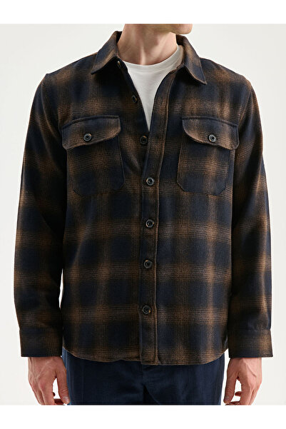 LC Waikiki Kahverengi Regular Fit Uzun Kollu Ekose Erkek Oduncu Gömlek Ceket