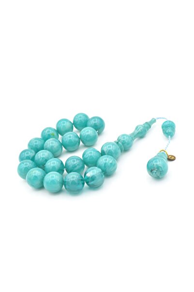 Murty99 Vefa Master Signed Sphere Cut Blue Crimped Amber Efe Mascot Prayer Beads