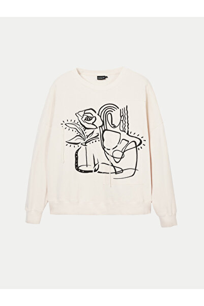 Desigual Γυναικείο Φούτερ μπεζ DESIGUAL-24WWSK06 1001 CRUDO