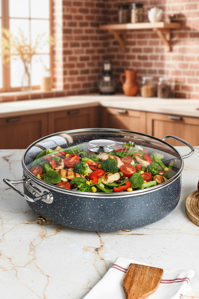 FİTHOME Pilaf Pot Large Size Industrial Type Restaurant Household Multi-Purpose 40 cm Granite Pot Fireproof Non-Stick