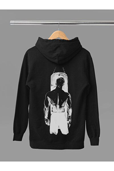 MAGORS Hanorac cu glugă din bumbac cu mânecă lungă, cu 3 fire, cu imprimeu „N...