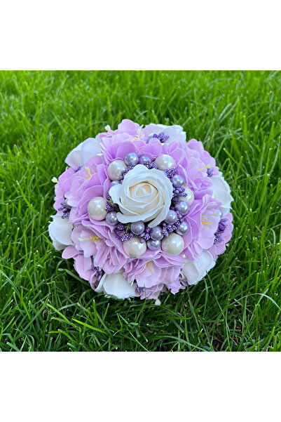 velve Buchet Mireasa, trandafiri, anemone, stamine si accesorii, mov, Mov