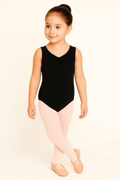 Ada Kostüm Tasarım Black Sleeveless Ballet Leotard-Children