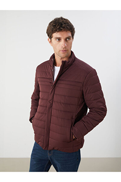 LC Waikiki Burgundy Standard Fit Stand Collar Men's Puffer Jacket