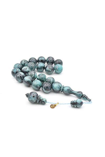 Murty99 Vefa Master Signed Sphere Cut Gray Blue Crimped Amber Efe Mascot Prayer Beads