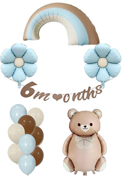 Azebu Retro Yarım Yaş Papatya Temalı Erkek Bebek Konsept Doğum Günü Seti