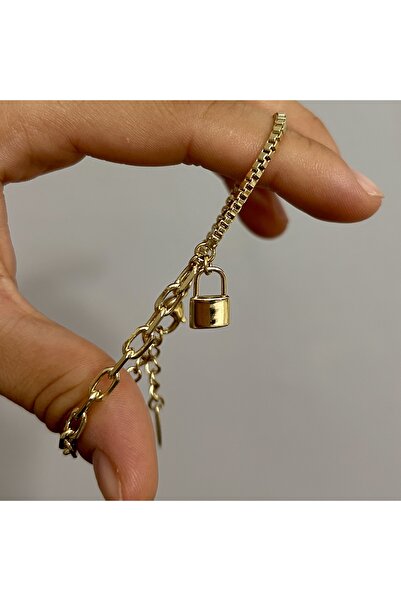 XUPING JEWELRY Xuping Altın Kaplama Kilit Charm Zincir Bileklik