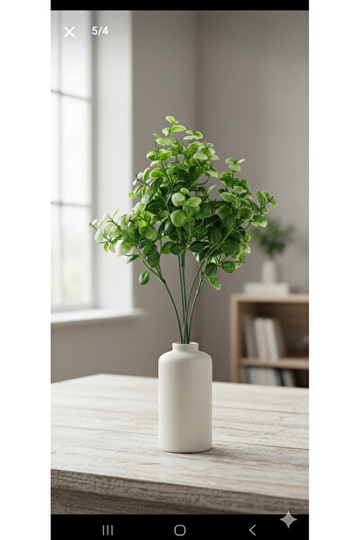 yapay çiçek evi 1 adet 5 dallj yapay beyazlı şimşir ev dekor saksi çiçeği