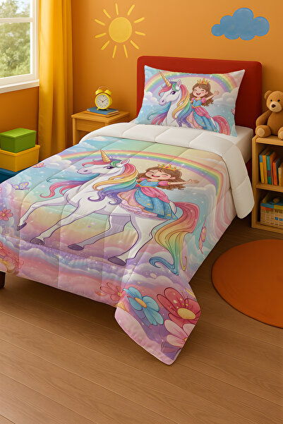 Viadela Unicorn Princess on Top Children's Quilt