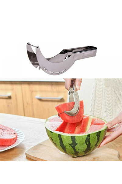 Generic A tool for cutting fruit, specifically for cutting watermelon or cantaloupe, made of stainless steel