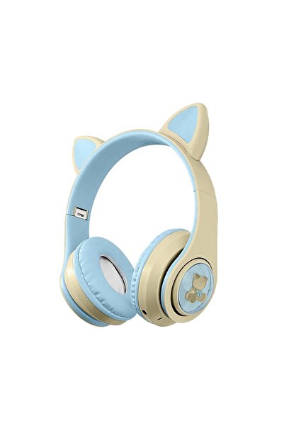 Zen Store Grey KT-M 22 Noise Cancelling Wireless Audifonos Foldable Hifi Deep Bass Led Mounted CAT HEADPHONE