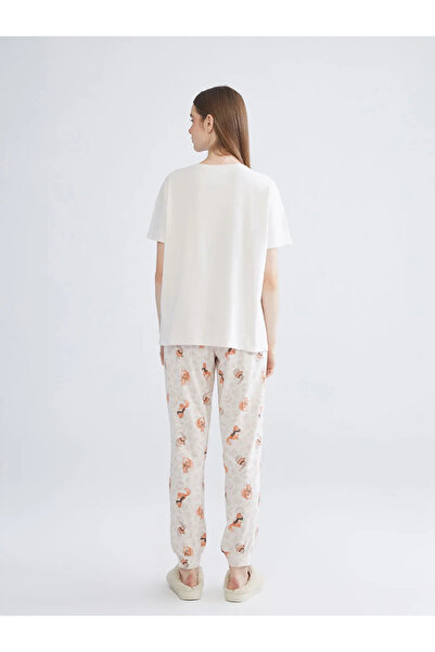 LC Waikiki Crew Neck Printed Women's Pajamas Set