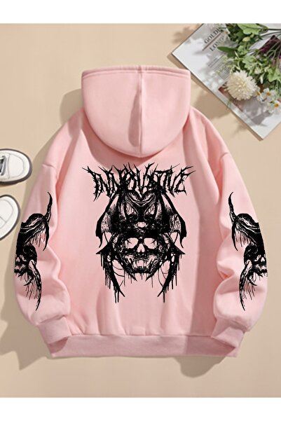 GALASHOP Gotik kurukafa Graphic Print Hoodie