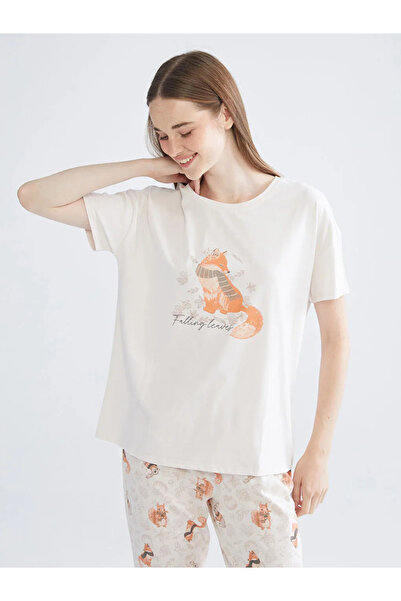 LC Waikiki Crew Neck Printed Women's Pajamas Set