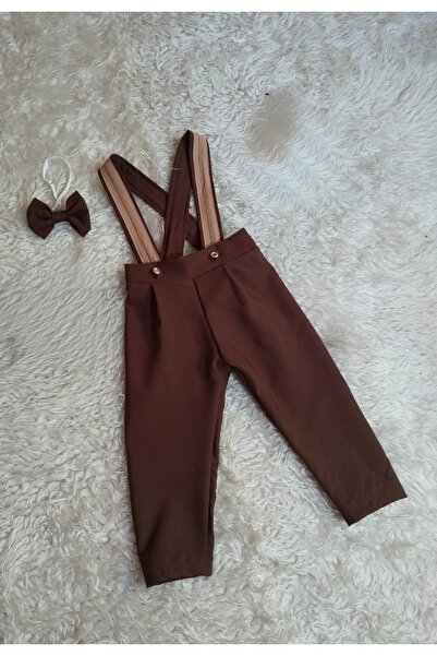 AgTasarım Kahverengi Salopet papyon takımı