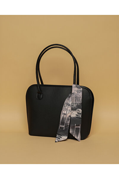 OTAKU Geantă de mână model D din piele artificială de mărime medie cu eșarfă