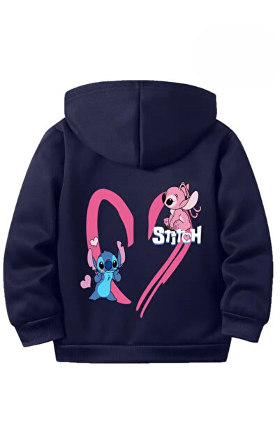 Baxia KıZ Çocuk KARAKTER BaskıLI Kapşonlu Hırka Sweatshirt FERMUARLI LACİVERT RENK