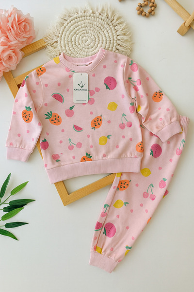 KOKOŞ BEBEK Printed Girls' Pajama Set - Age 3/10