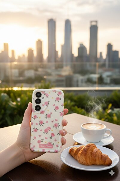 TechTrove Samsung Galaxy S24 Plus Kılıf Çiçekli Yumuşak Kenarlı Pembe Gül Desenli A Kalite Kapak