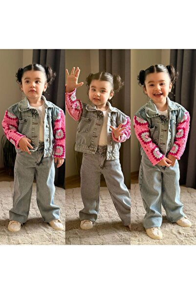 KOKOŞ BEBEK Denim Knit Detailed Girls' Set - 312577