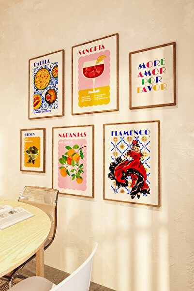 Metranya Duvar Poster Seti 6'lı Çerçevesiz Mutfak Salon Yatak Odası Kahve Köşesi Estetik Oda Dekoru Hediye