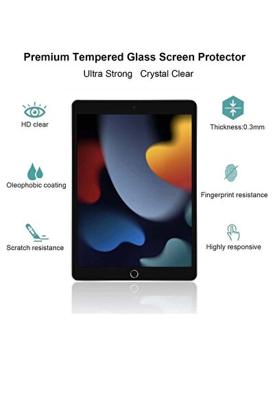 Generic واقي شاشة زجاجي مقوى عالي الجودة لجهاز Apple iPad (2019) والجيل التاسع، 10.2 بوصة، tr