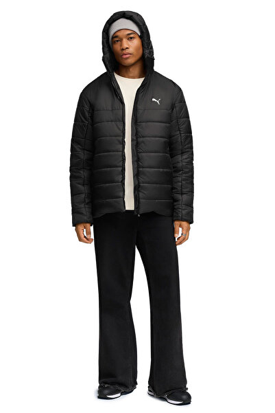 Puma Μαύρο ανδρικό φούτερ με φερμουάρ ESS Hooded Padded Jacket