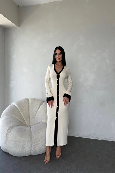 LİLA İSTANBUL V YAKA ÖNÜ DÜĞMELİ TRİKO ELBİSE STANDART BEDEN (S/M/L/XL) UYUMLUDUR