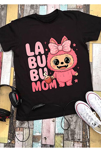 RYO FASHİON Labubu Multi T-Shirt 100% Cotton Black Short Sleeve Model-10
