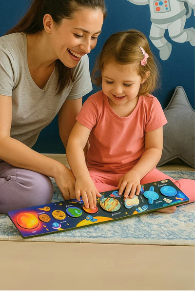 Eavrasya Ahşap İngilizce Gezegenler Pro Puzzle - Detaylı Uzay Temalı Montesso...