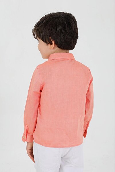 MODA YILDIZ Linen children's shirt red long sleeve