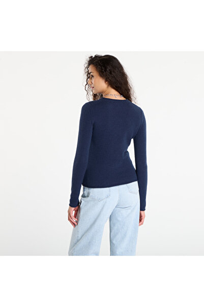 Tommy Hilfiger Kadın Kısa Kol Bisiklet Yaka Çizgili Regular Fit Mavi Kazak WW0WW40264-C1G