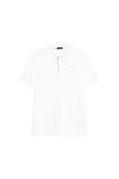 PAUL&SHARK Men's Short Sleeve Polo Neck Button Closure White Polo Neck T-Shirt 15311726-46A