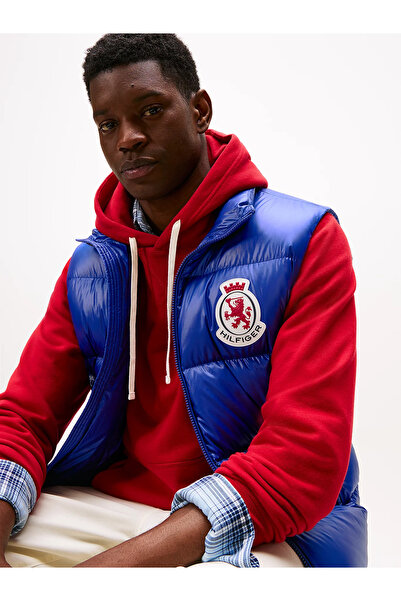 Tommy Hilfiger Erkek Dik Yaka Kolsuz Şişme Fermuar Kapama Mavi Yelek MW0MW41514-D03