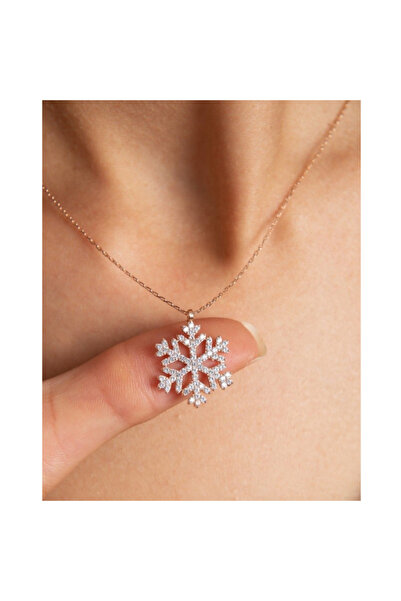 Hmd Gold Color Snowflake Necklace Zircon White Stone Snowflake Steel Necklace