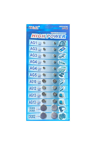 Generic مجموعة متنوعة من بطاريات وهي بطاريات زر وبطاريات ليثيوم أيون، في عبوة تحتوي على 24 قطعة.